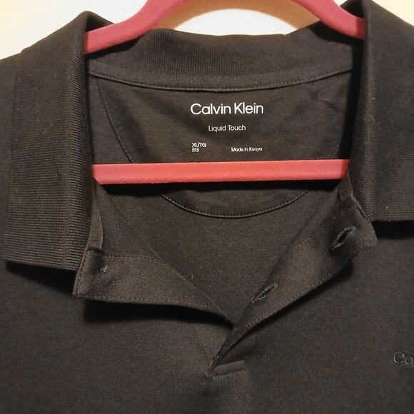 Mens Calvin Klein Liquid Touch XL Black Collard Shirt - Picture 2 of 9